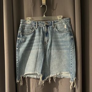 & Denim (H&M) Light Wash Distressed Denim Skirt